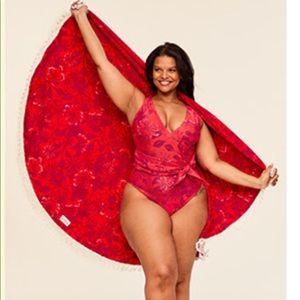 Adore Me- Red Beach Circle Blanket/ Towel NEW